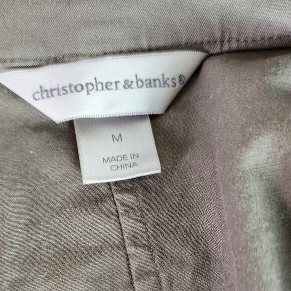 CJ Banks Vtg Long Sleeve Lightweight Khaki Green Jacket adjustable Waist W Med - Picture 7 of 9